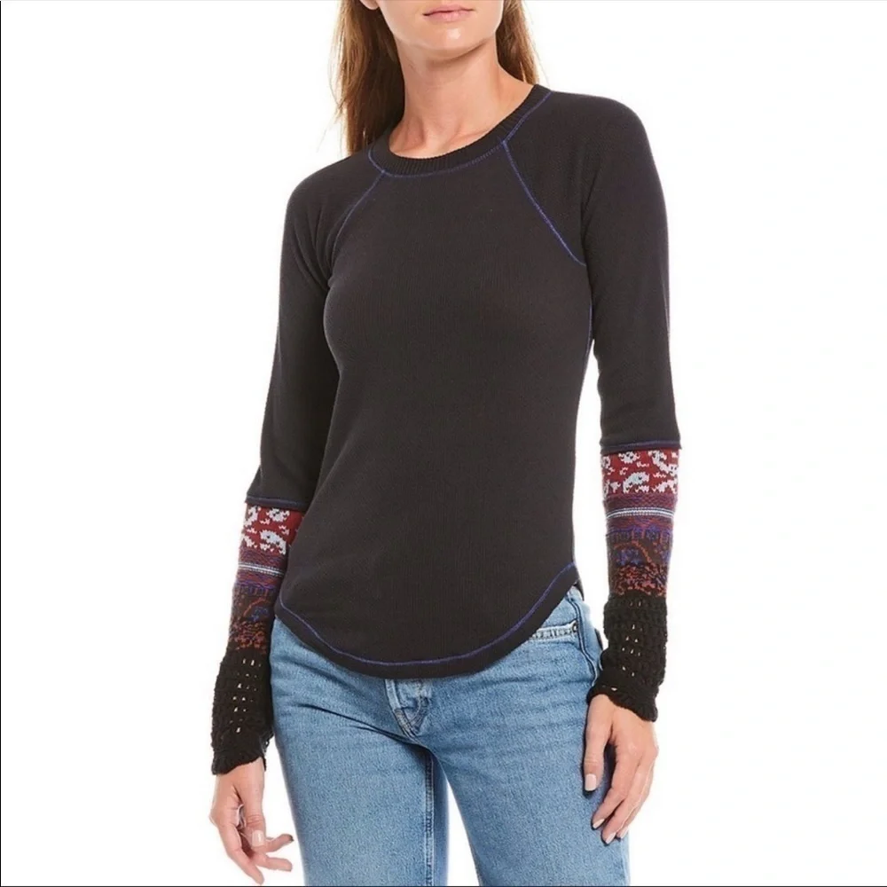 Free People In the Mix Thermal Cuff‎ Long Sleeve Top